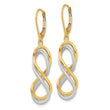 10K Two-tone Polished Textured Infinity Leverback Earrings