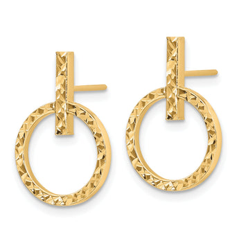 10K Polished D/C Post Dangle Earrings