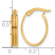 10K Polished and Grooved Oval Hoop Earrings