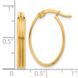 10K Polished and Grooved Oval Hoop Earrings