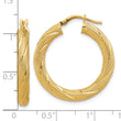 10K Polished and Textured Round Hoops