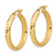 10K Polished and Diamond-cut Round Hoop Earrings