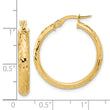 10K Polished and Diamond-cut Round Hoop Earrings
