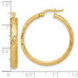 10K Polished and Diamond-cut Round Hoop Earrings