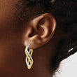 10K Two-tone Polished and Diamond-cut Twist Hoop Earrings