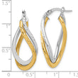 10K Two-tone Polished and Diamond-cut Twist Hoop Earrings