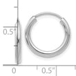 10k White Gold Polished Endless 2mm Hoop Earrings