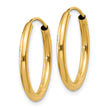 10k Polished Round Endless 2mm Hoop Earrings