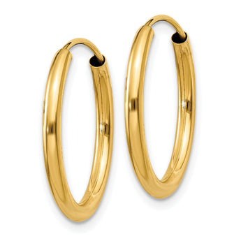 10k Polished Round Endless 2mm Hoop Earrings