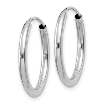 10k White Gold Polished Endless 2mm Hoop Earrings