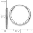 10k White Gold Polished Endless 2mm Hoop Earrings