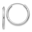 10k White Gold Polished Endless 2mm Hoop Earrings