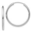 10k White Gold Polished Endless 2mm Hoop Earrings
