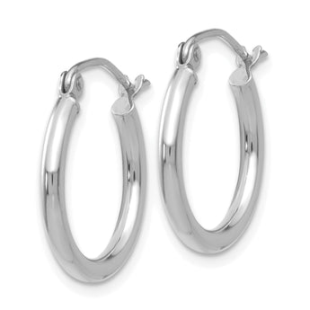 10k White Gold Polished 2x17.5mm Lightweight Tube Hoop Earrings