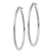 10k White Gold Diamond-cut 2mm Round Tube Hoop Earrings