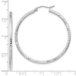 10k White Gold Diamond-cut 2mm Round Tube Hoop Earrings
