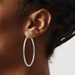 10k White Gold Diamond-cut 2mm Round Tube Hoop Earrings