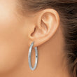 10k White Gold Diamond-cut 3mm Round Hoop Earrings