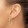 10K with Rhodium Diamond Cut 3mm Hoop Earrings