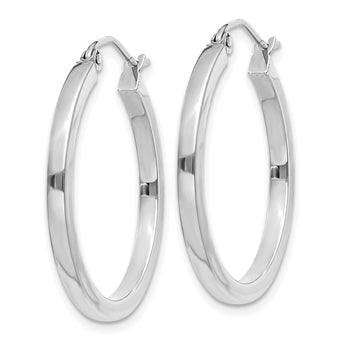 10k White Gold 2mm Square Tube Hoops