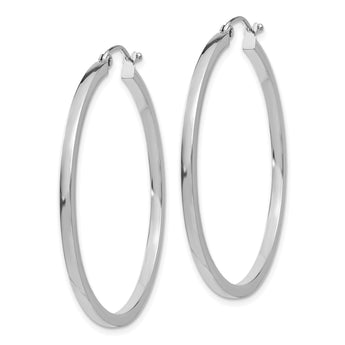 10k White Gold 2mm Square Tube Hoops