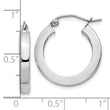 10k White Gold 3mm Polished Square Tube Hoop Earrings