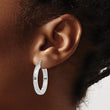 10k White Gold 3mm Polished Square Tube Hoop Earrings