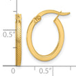 10K Polished and Textured Oval Hoop Earrings