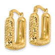 10K Polished and Diamond-cut Square Hoop Earrings