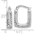 10K White Gold Polished and Diamond-cut Square Hoop Earrings