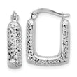 10K White Gold Polished and Diamond-cut Square Hoop Earrings