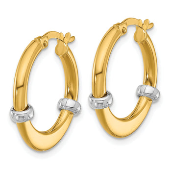 10K Two-tone Polished Hoop Earrings