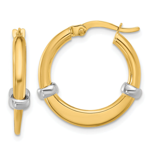 10K Two-tone Polished Hoop Earrings