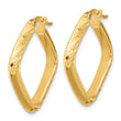 10K Polished and Diamond-cut Square Hoop Earrings