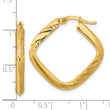 10K Polished and Diamond-cut Square Hoop Earrings
