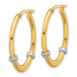 10K Two-tone Polished Oval Hoop Earrings