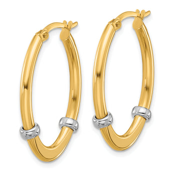10K Two-tone Polished Oval Hoop Earrings