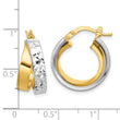 10K W/White Rhodium Polished and Diamond-cut Hoop Earrings