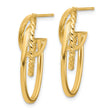 10K Polished and Twisted Oval J-Hoop Post Earrings
