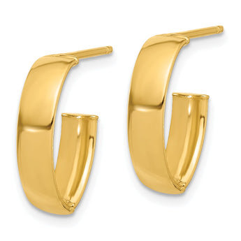 10K Polished J-Hoop Post Earrings