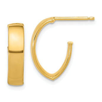 10K Polished J-Hoop Post Earrings