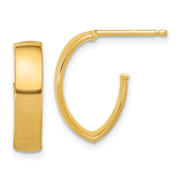 10K Polished J-Hoop Post Earrings
