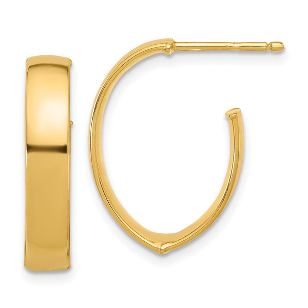 10K Polished  J-Hoop Post Earrings
