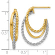 10K W/White Rhodium Polished/Twisted Oval J-Hoop Post Earrings