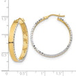 10K w/White Rhodium Polished and Diamond-cut Hoop Earrings