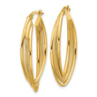 10k Polished and Textured Triple Oval Twist Hoop Earrings