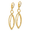 10k Polished and Textured Oval Dangle Leverback Earrings