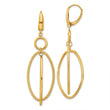 10k Polished and Textured Oval Dangle Leverback Earrings