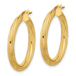 10k Polished and Textured Twisted Tube Hoop Earrings
