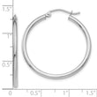 10K White Gold Polished 2mm Lightweight Tube Hoop Earrings